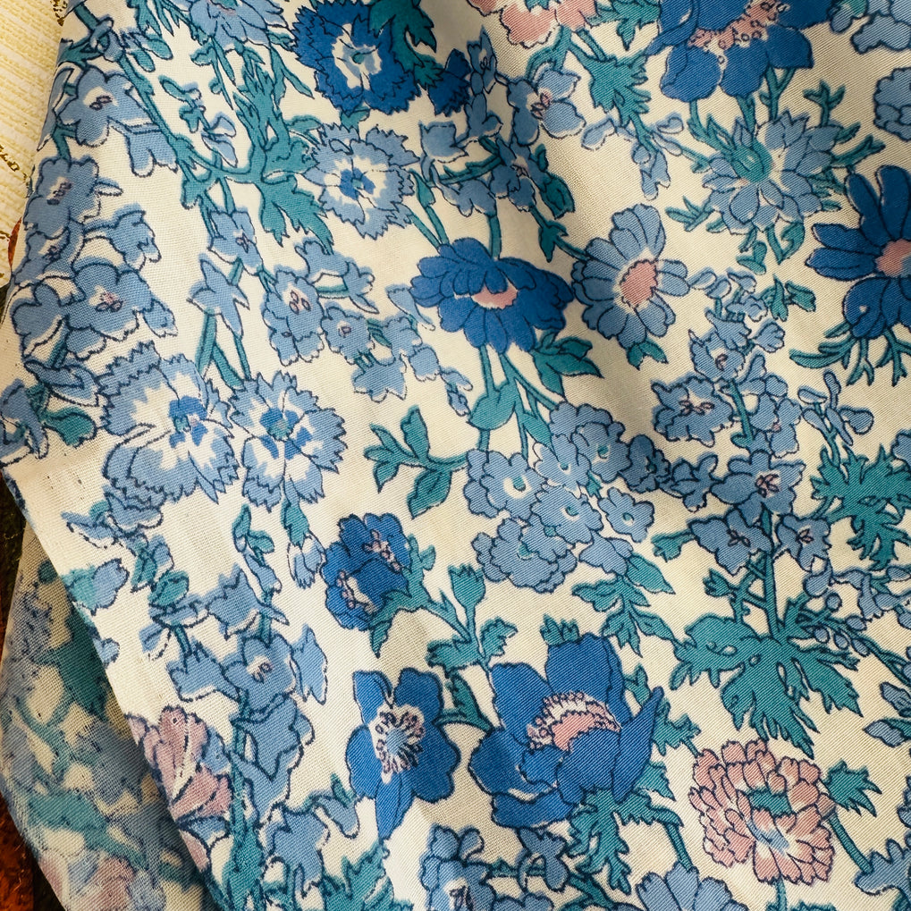 240cms Cute Blue Floral Fabric