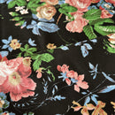 115cms Black Floral Fabric Craft Sewing