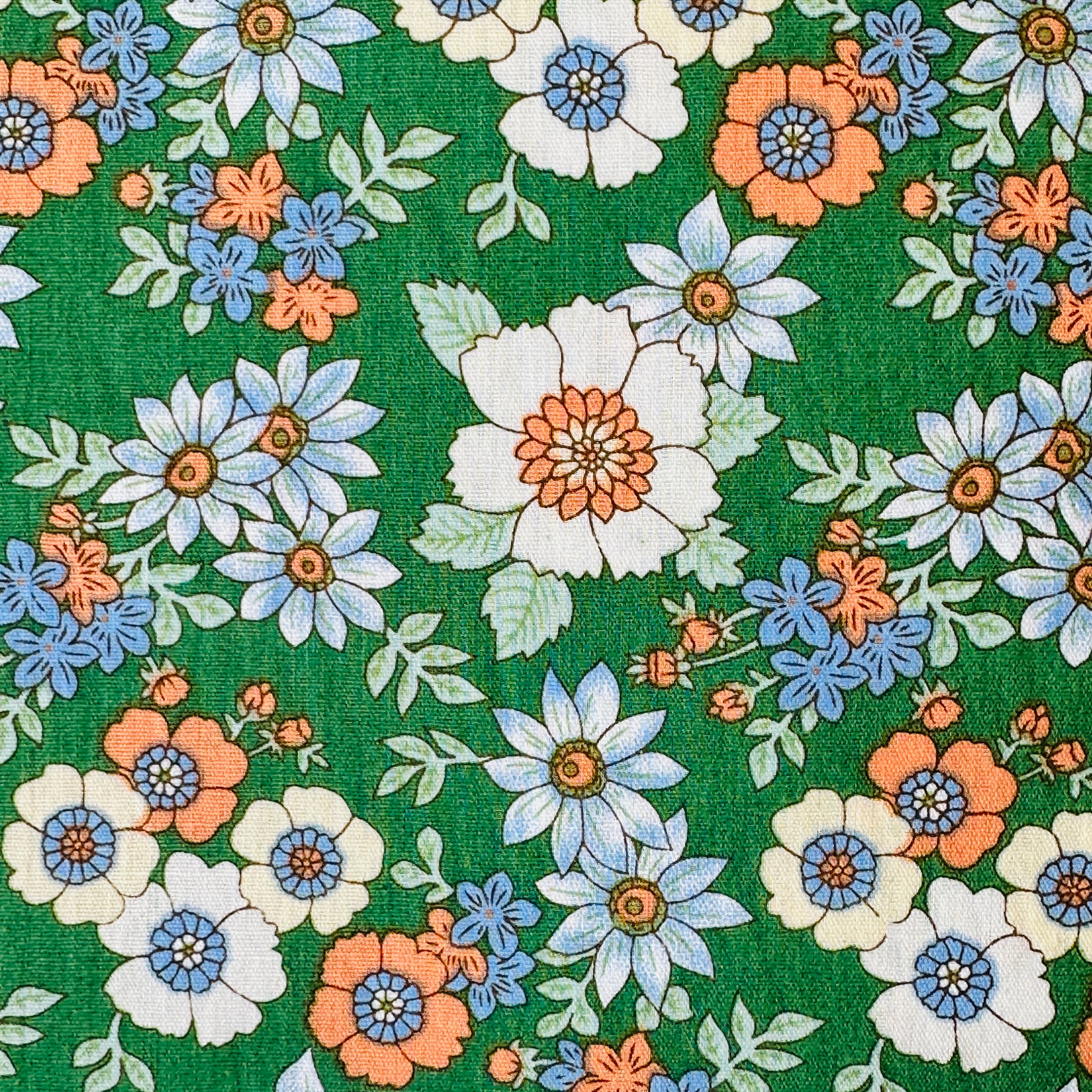 140cms Wide by The Metre Adorable Green Floral All Cotton Fabric