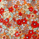 140cms Wide by The Metre Adorable Orange Floral All Cotton Fabric