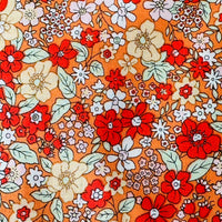 140cms Wide by The Metre Adorable Orange Floral All Cotton Fabric