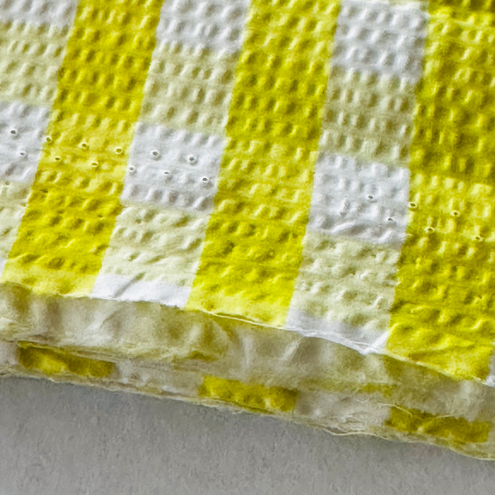 Seersucker Yellow Gold Gingham Cotton Fabric