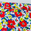 140cms Wide by The Metre Red & Blue Floral Cotton Fabric