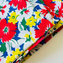 140cms Wide by The Metre Red & Blue Floral Cotton Fabric