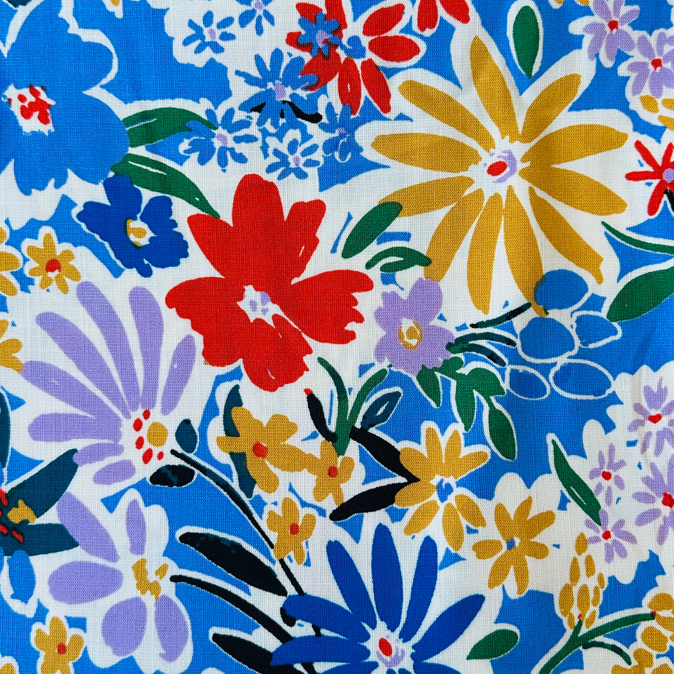 140cms Wide Sold by Metre Floral Garden Linen Cotton Mix Fabric