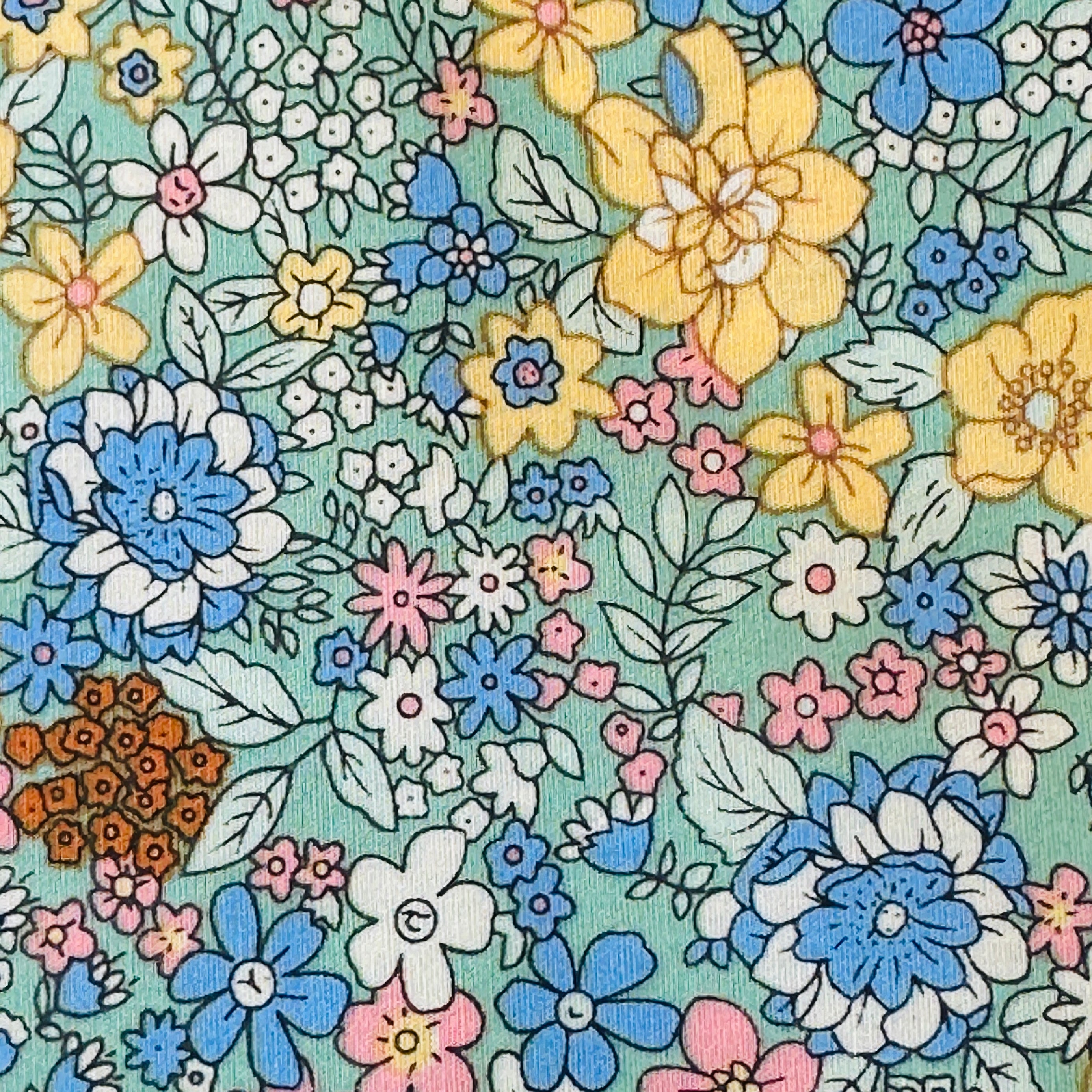 140cms Wide Sold by The Metre Pretty Greens Floral All Cotton Fabric