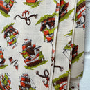 260cms Kitsch Vintage Ships Fabric Textured Cotton