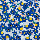 140cms Wide by The Metre Cute Blue & Yellow Floral All Cotton Fabric