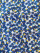 140cms Wide by The Metre Cute Blue & Yellow Floral All Cotton Fabric