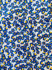 140cms Wide by The Metre Cute Blue & Yellow Floral All Cotton Fabric