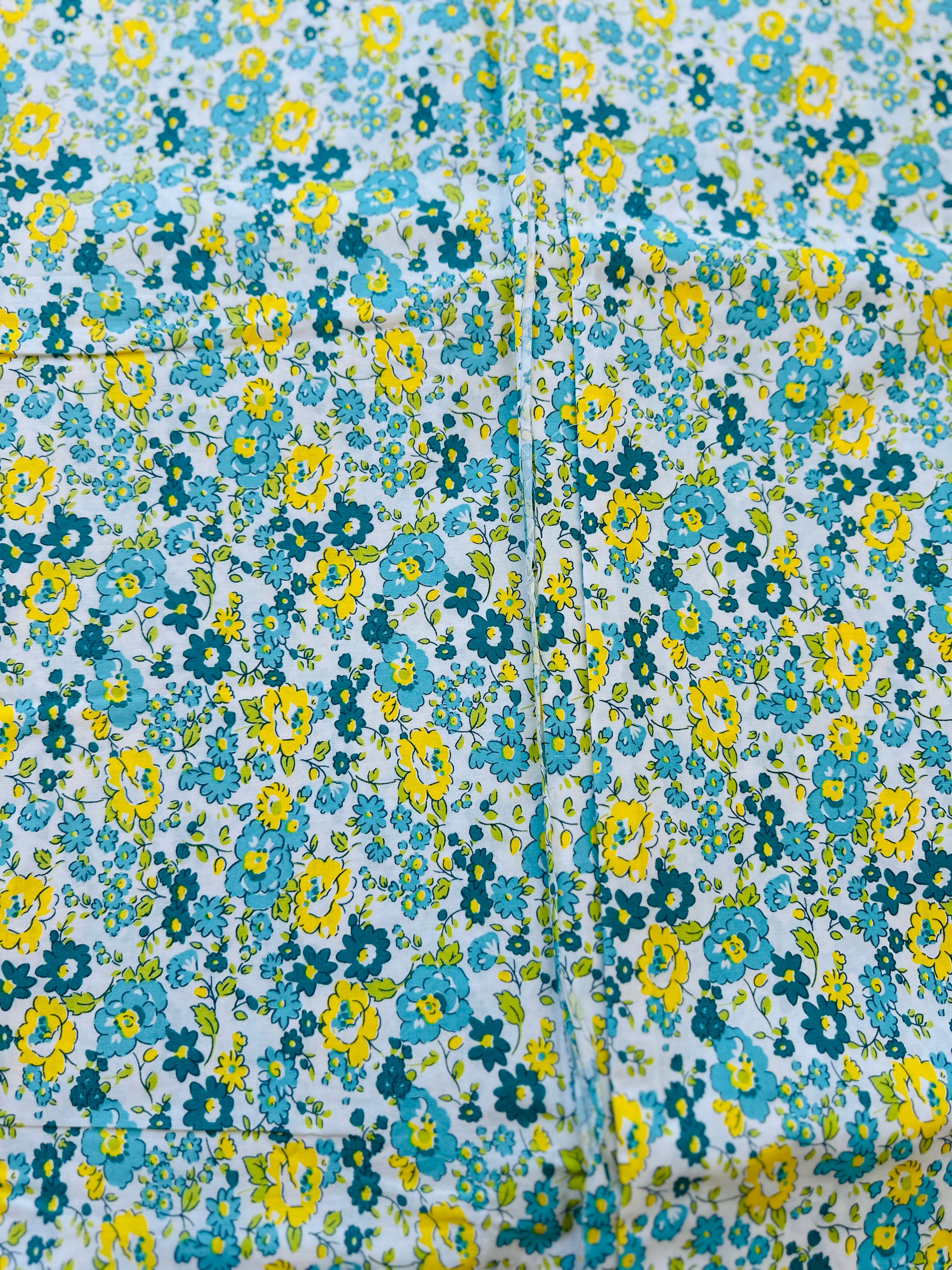 140cms Wide by The Metre Blues Floral All Cotton Fabric