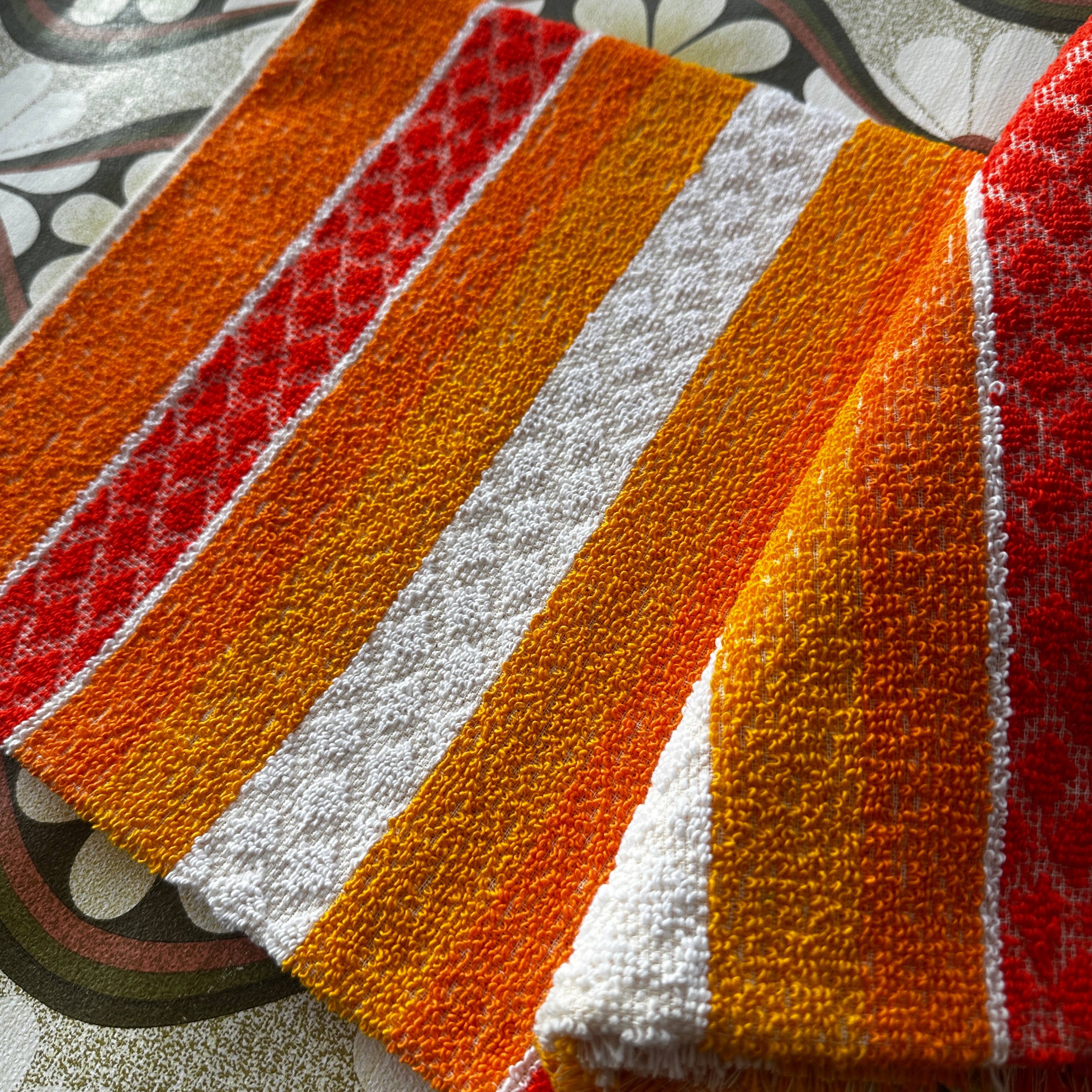 New Old Stock Australian Made Towel Orange Stripes