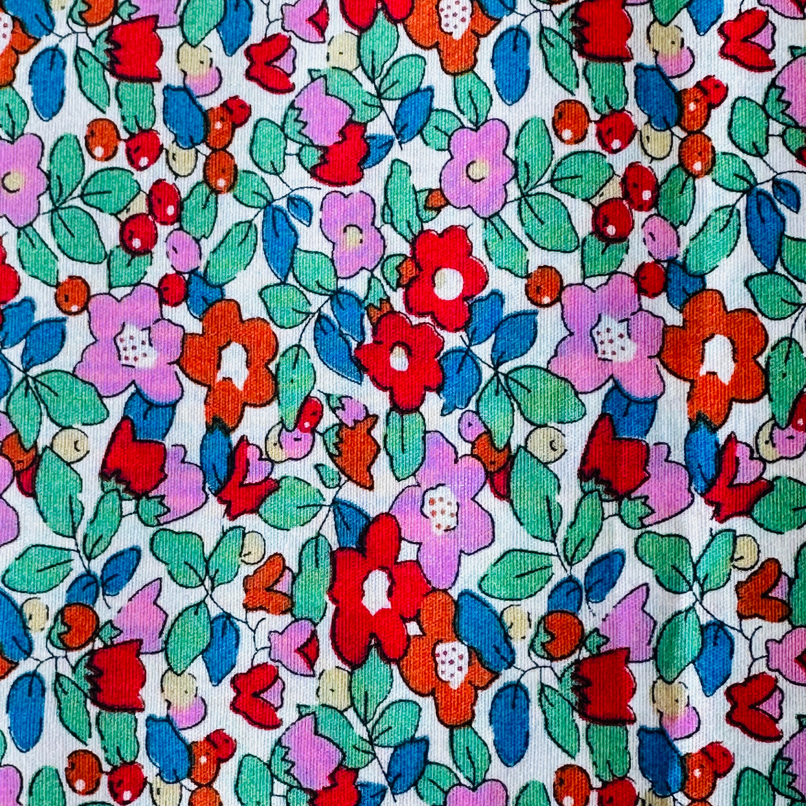 140cms Wide by The Metre Adorable Pink & Red Floral All Cotton Fabric