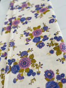 320cms AMAZING Vintage Fabric Large Blue Floral Print