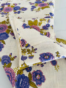 320cms AMAZING Vintage Fabric Large Blue Floral Print