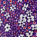 220cms Nylon Retro Floral Fabric Purple Flower Power