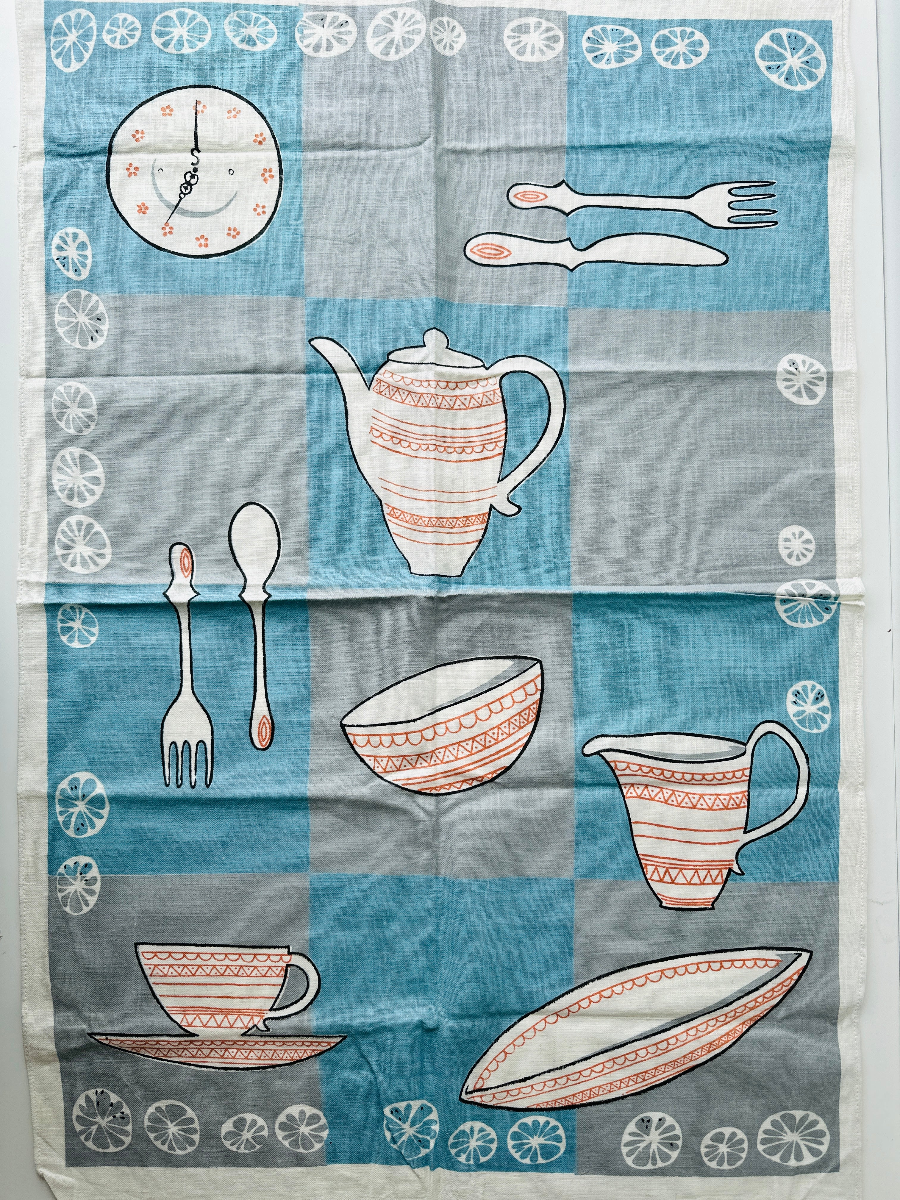 VINTAGE Tea Pot Tea Towel LARGE