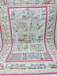 Detailed Large Handmade Embroidered Patchwork Quilt