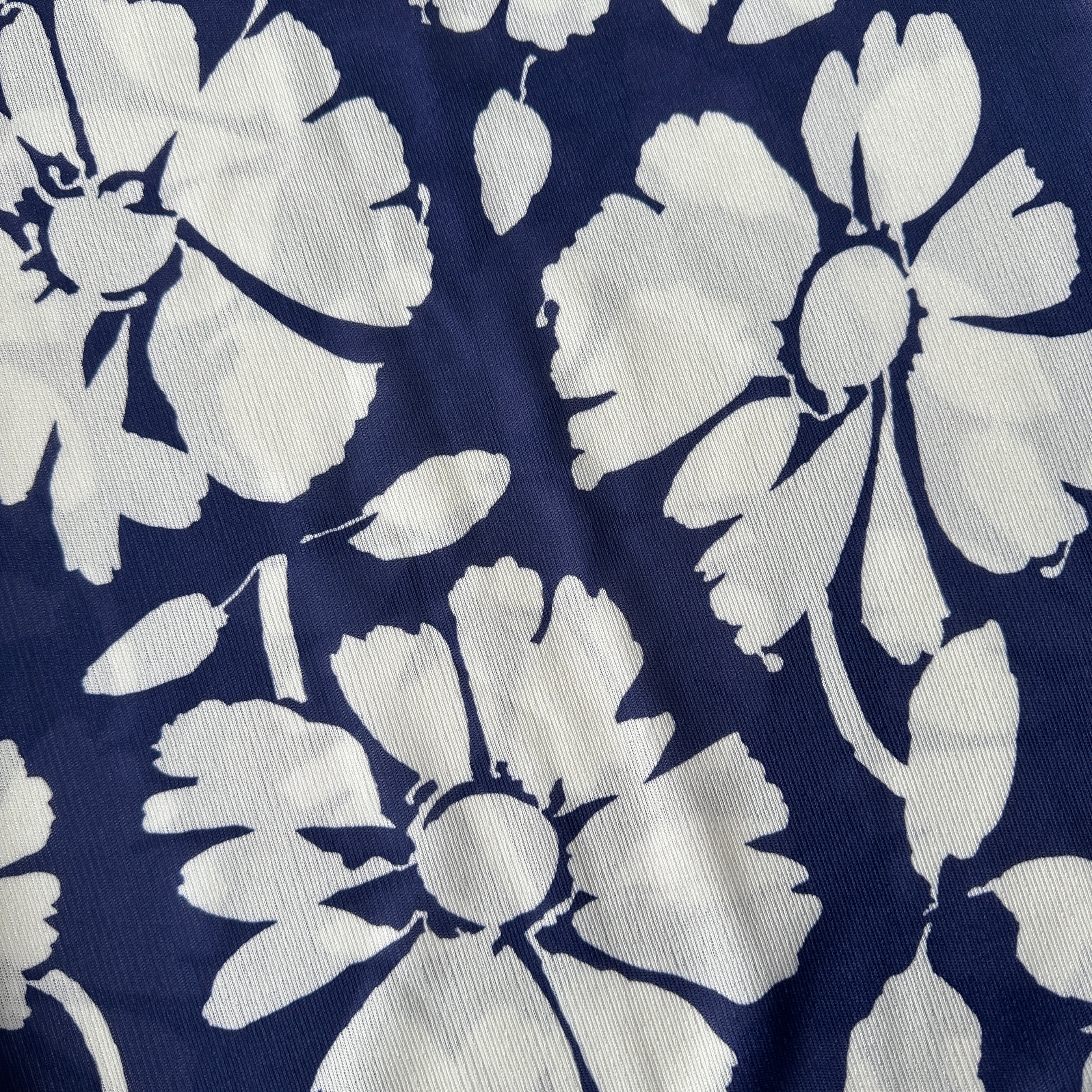 280cms Large Lot of Vintage Nylon Fabric Navy Floral