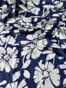 280cms Large Lot of Vintage Nylon Fabric Navy Floral