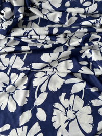 280cms Large Lot of Vintage Nylon Fabric Navy Floral