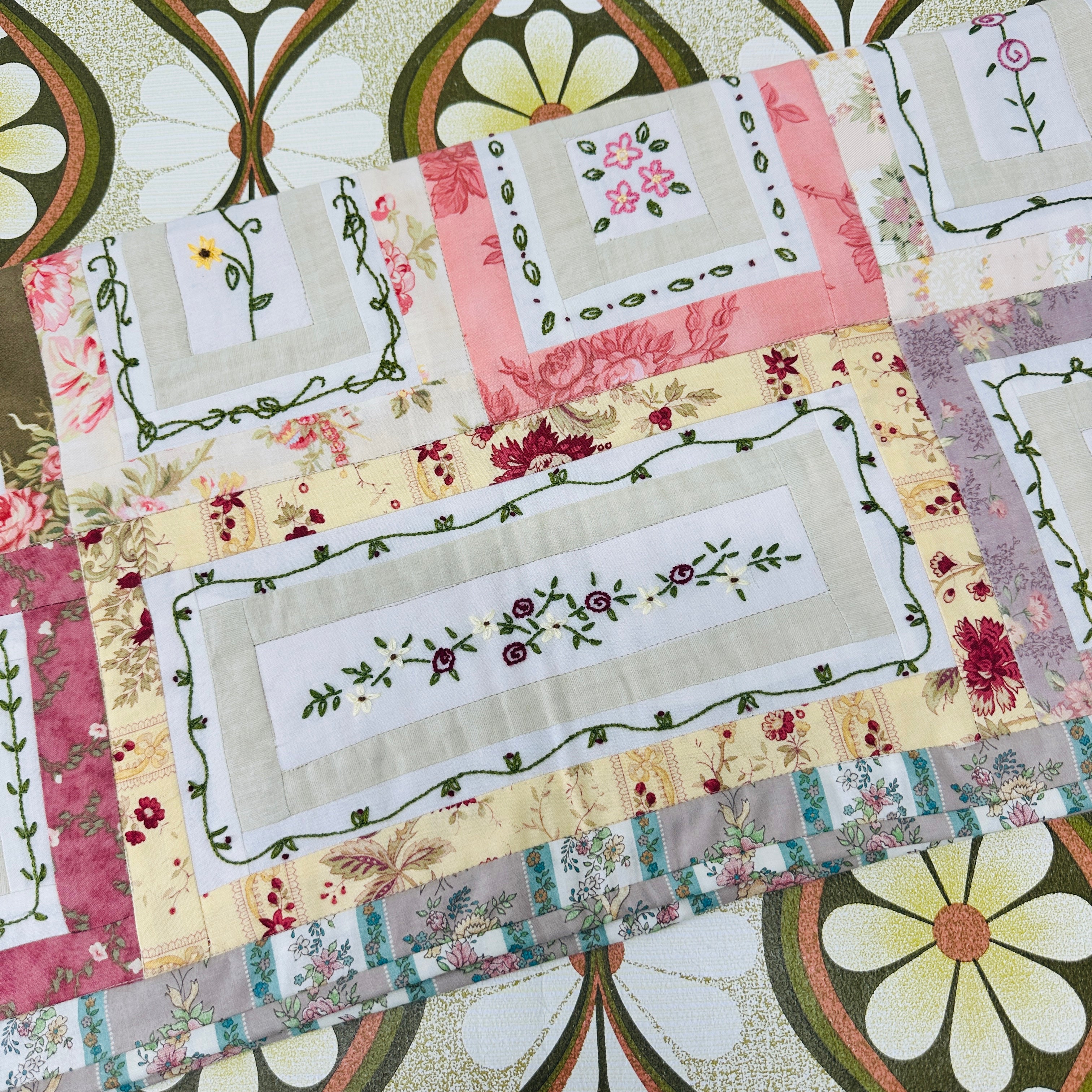 Detailed Handmade Embroidered Patchwork Quilt