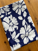 280cms Large Lot of Vintage Nylon Fabric Navy Floral