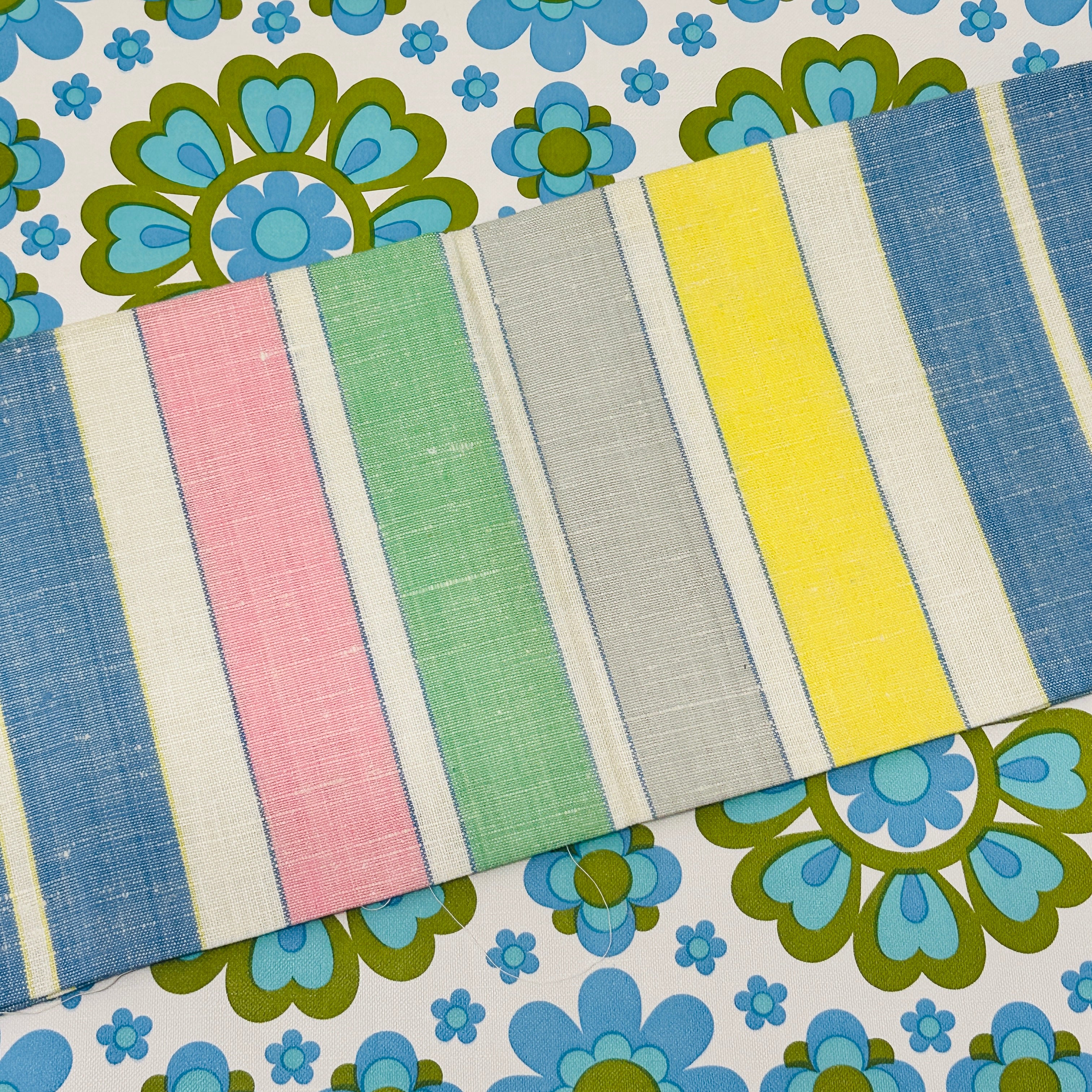 UNUSED Vintage Linen / CottonTea Towel Stripes