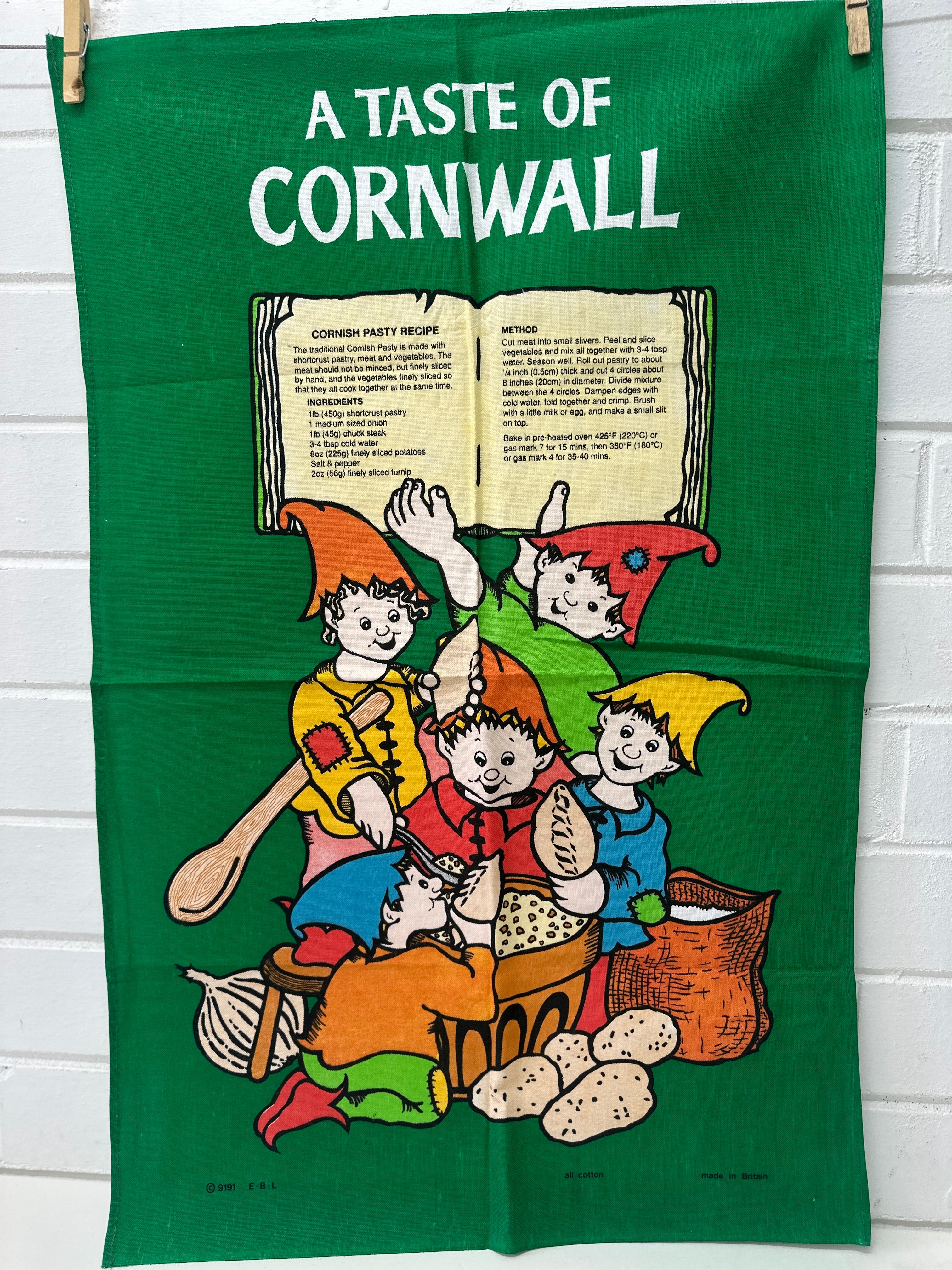 A Taste of Cornwall Unused Vintage Tea Towel