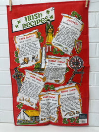 Irish Recipes Unused Vintage Tea Towel