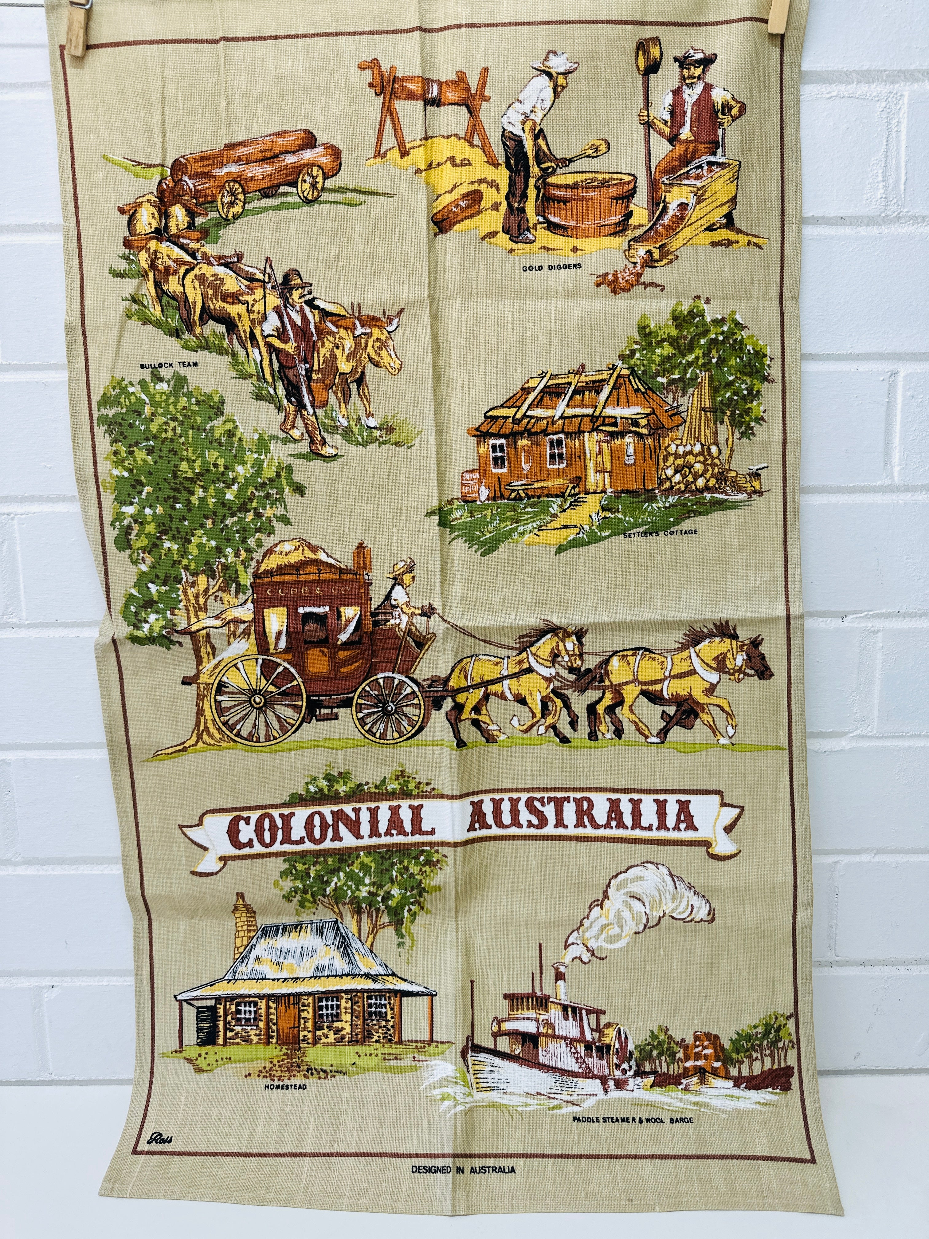 Colonial Australia Tea Towel UNUSED