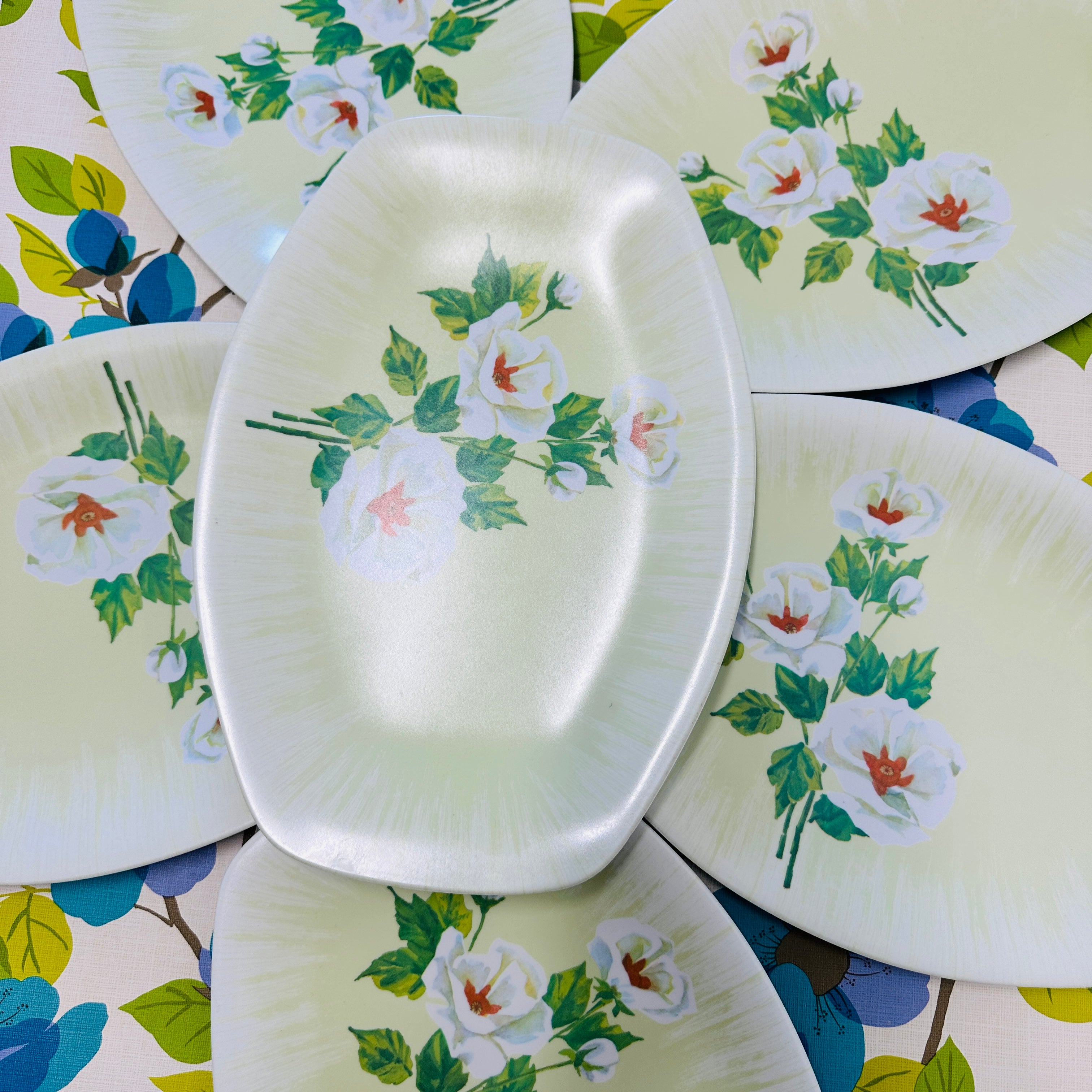 Six BESSEMER Plates Retro Floral AS NEW