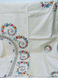 Huge UNUSED Embroidered Tablecloth STUNNING Cotton