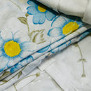 250cms UNUSED Cotton Blue & White Floral Sheet FABRIC # 2