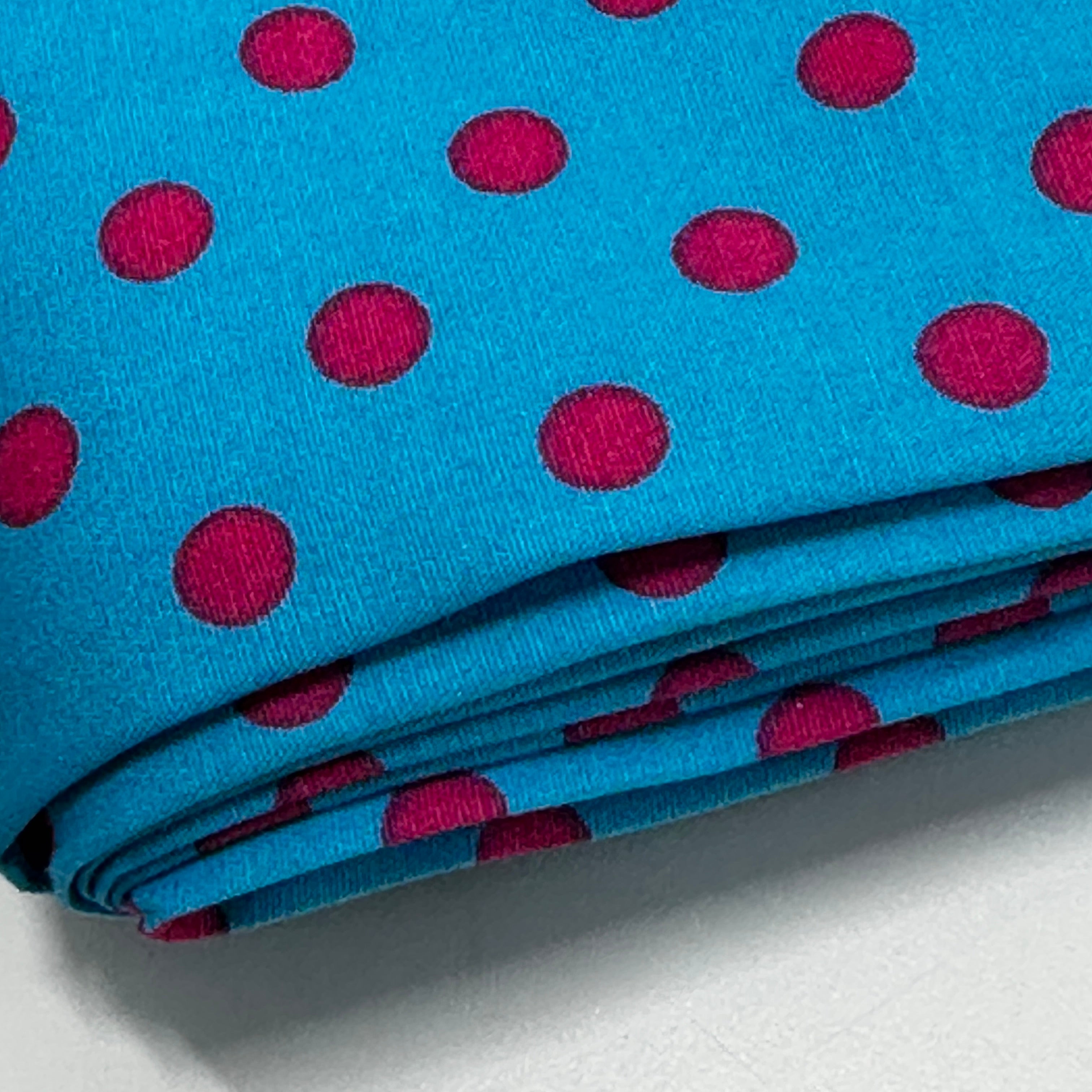 280cms Modern Blue & Pink Polka Dot Fabric