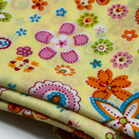 150cms Modern Floral Yellow Fabric