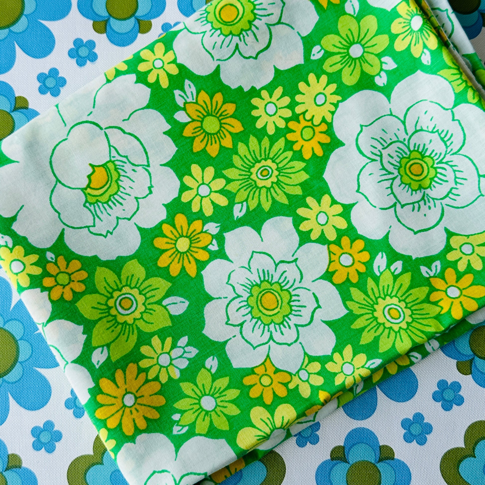 Flower Power Green Vintage Pillow CASE Pink Peacock