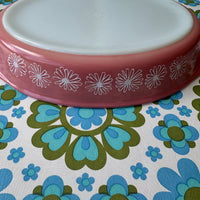 JaJ Pyrex Pink Daisy Gaiety Caserole OVAL