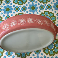 JaJ Pyrex Pink Daisy Gaiety Caserole OVAL