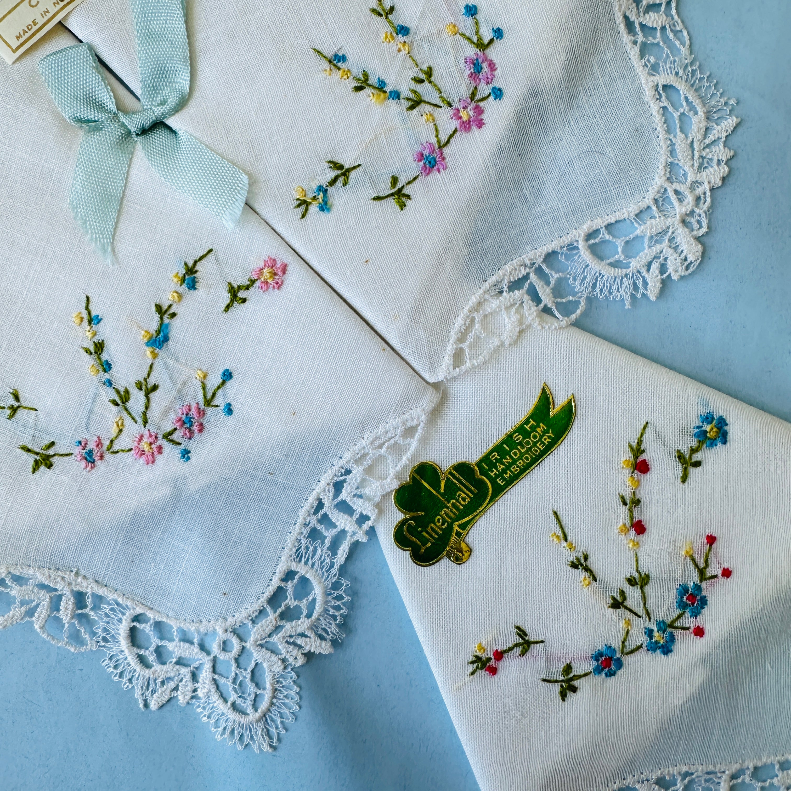 Embroidered Vintage Boxed Hankies FLORAL