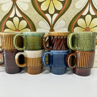 Eight Stackable Mugs Mixed Bag Patterns