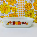 Anchor Hocking HILDI FRUIT  Baking Casserole Loaf Dish Milk Glass