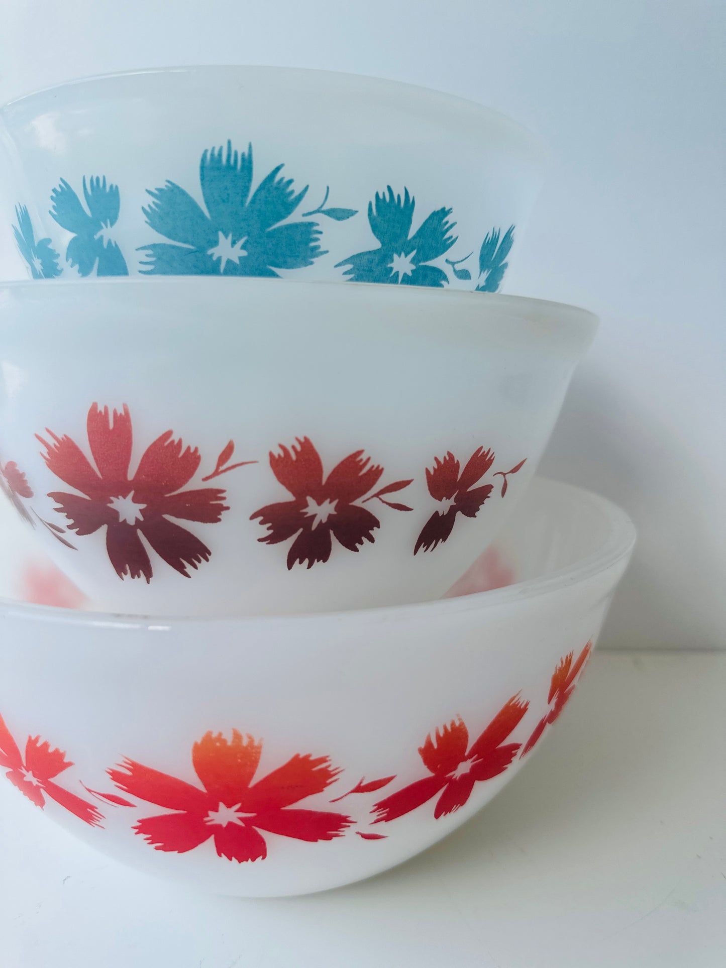 Beautiful Agee Pyrex Cape Tulip Nesting Bowl SET – Pink Peacock