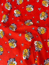 200cms 70s Red Vintage NYLON Floral