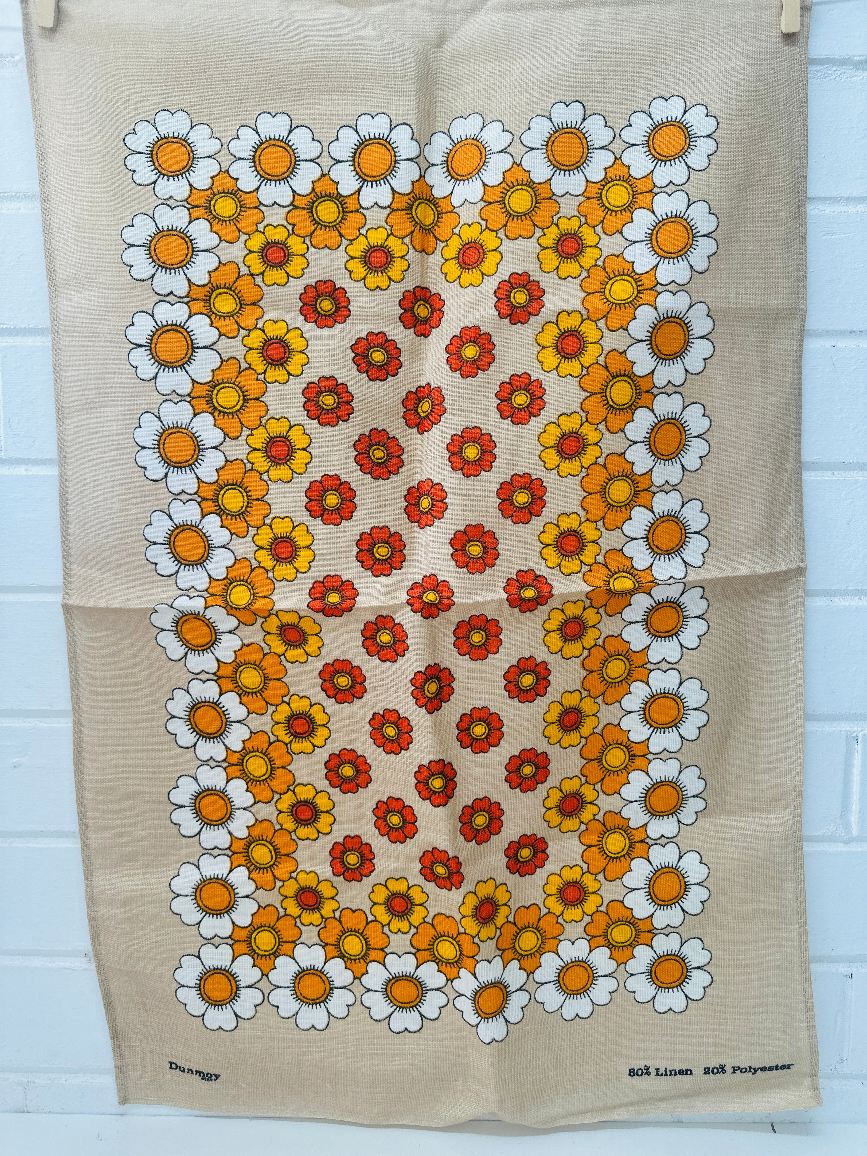 Dunmoy FLORAL Vintage Linen Tea Towel