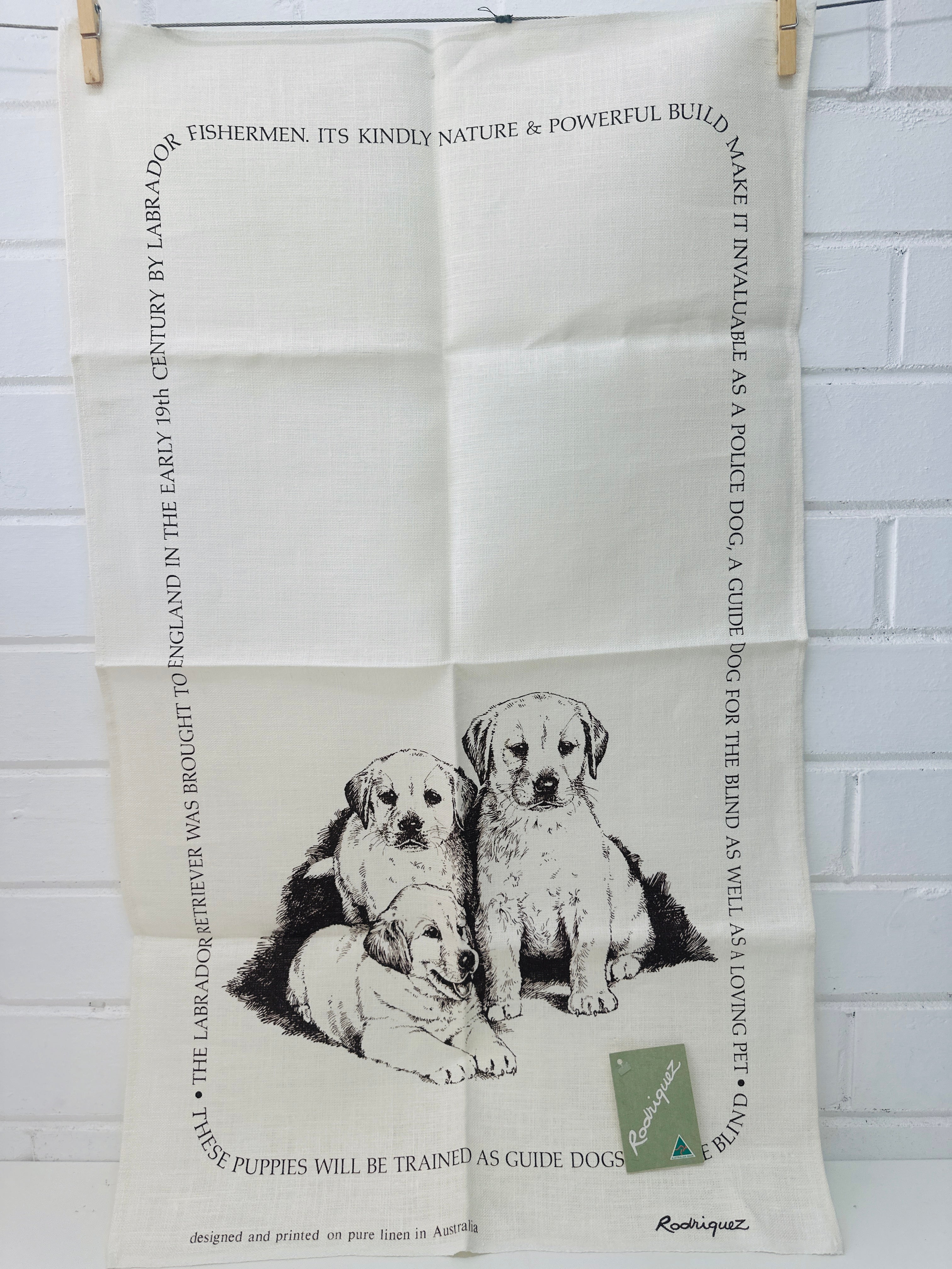 Pure Linen New TAGS Dog Tea Towel