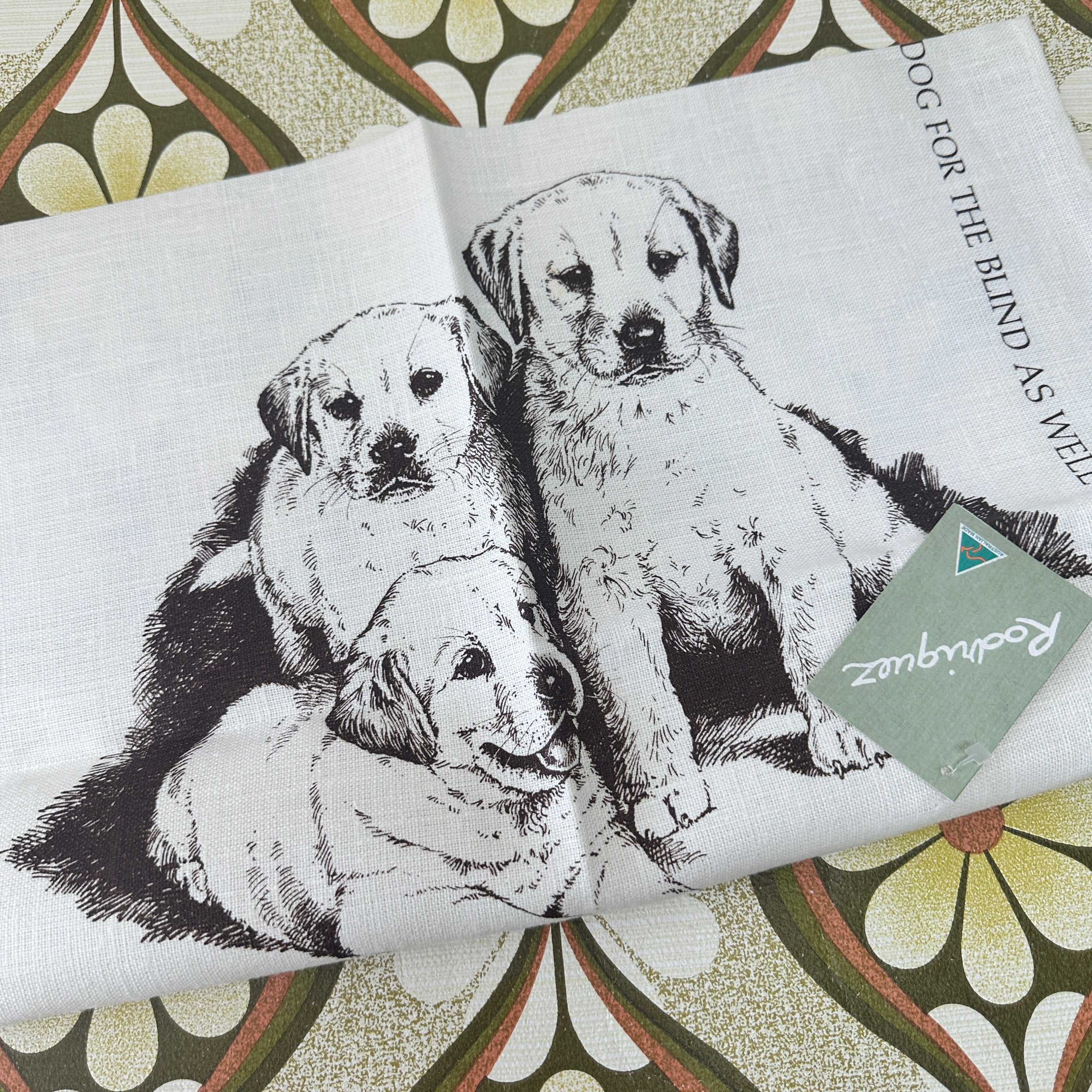 Pure Linen New TAGS Dog Tea Towel