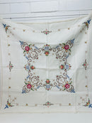Vintage Linen Embroidered Tablecloth