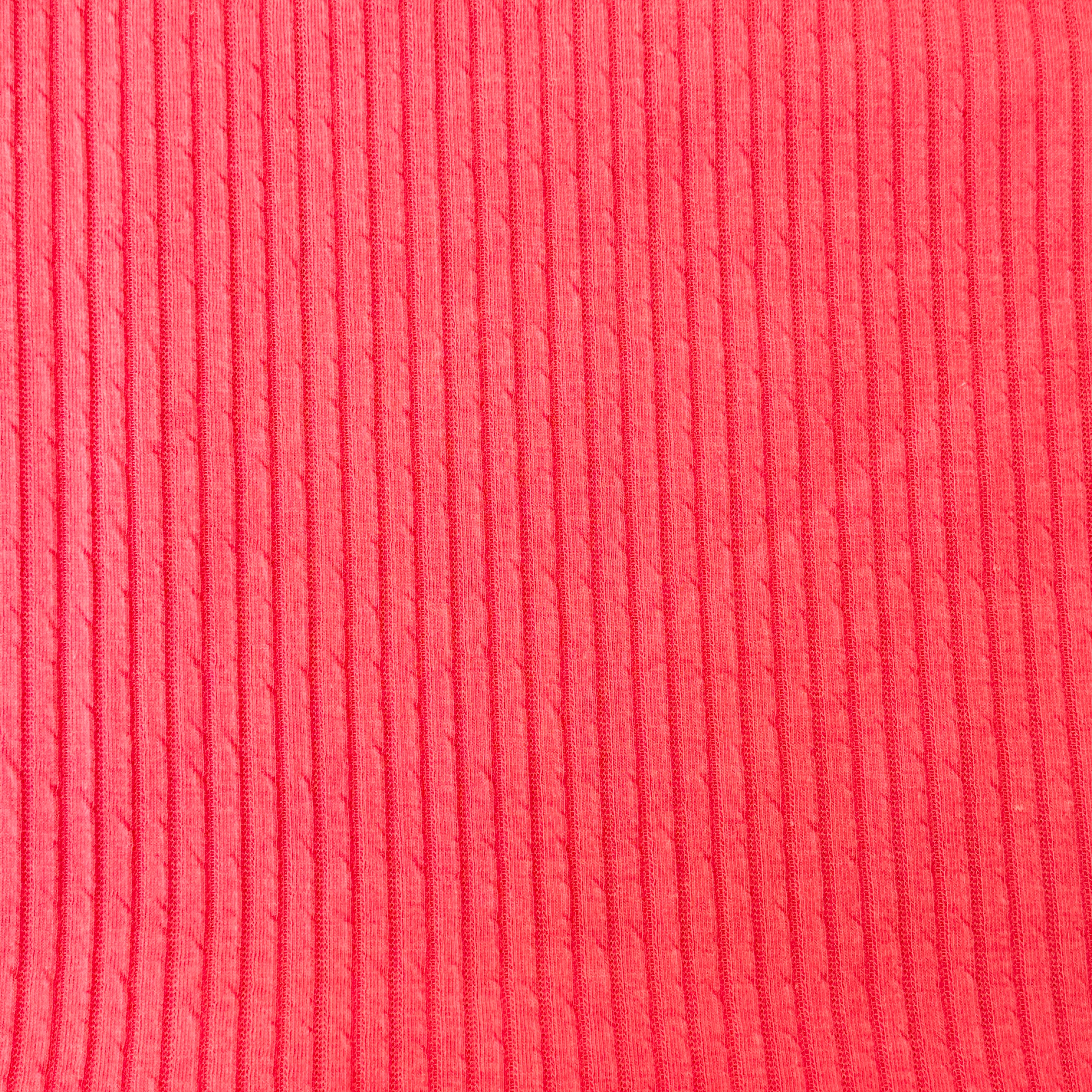 160cms Ribbed Vintage Bright Pink Fabric