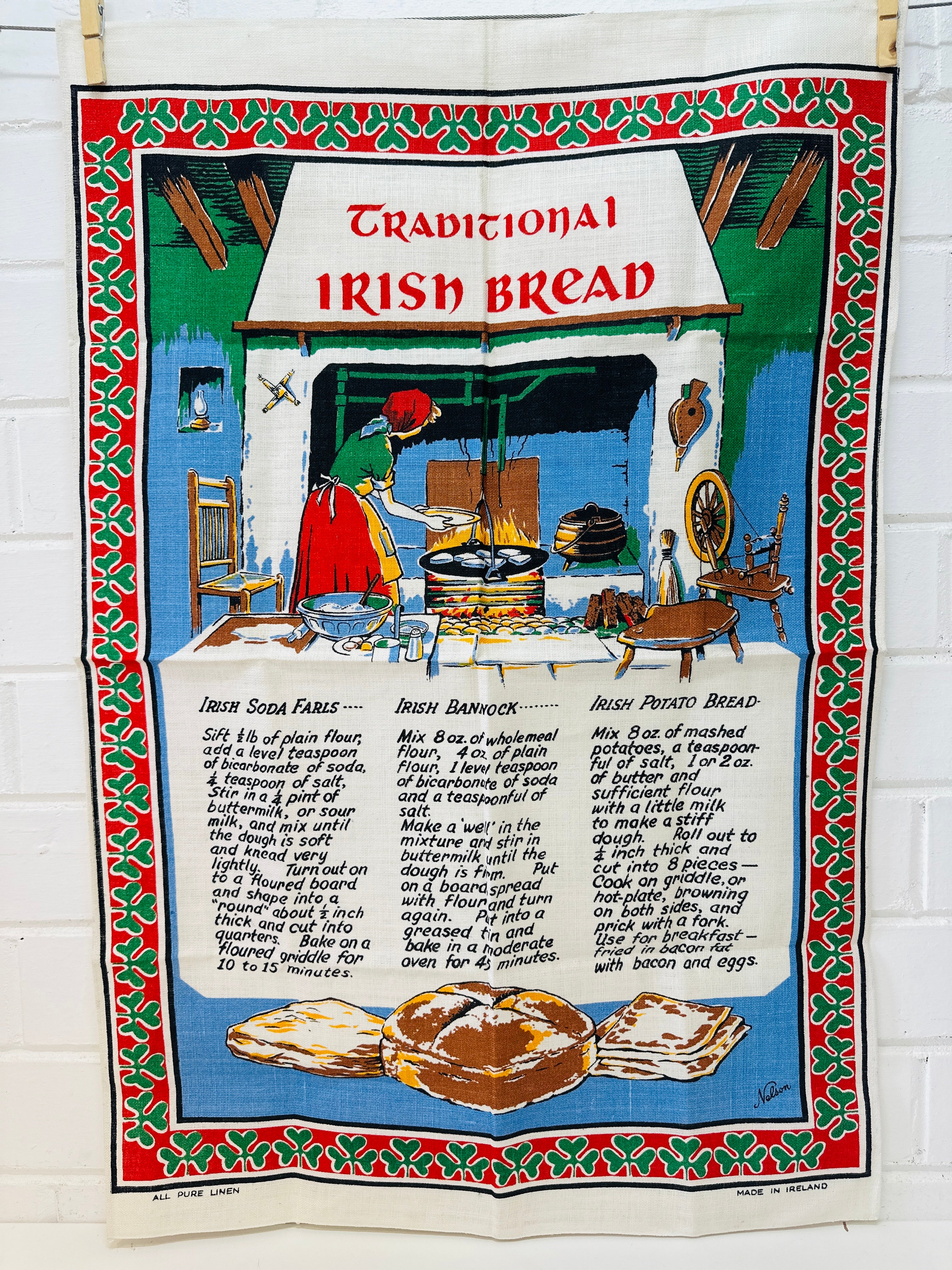 Retro Vintage Irish Bread Tea Towel